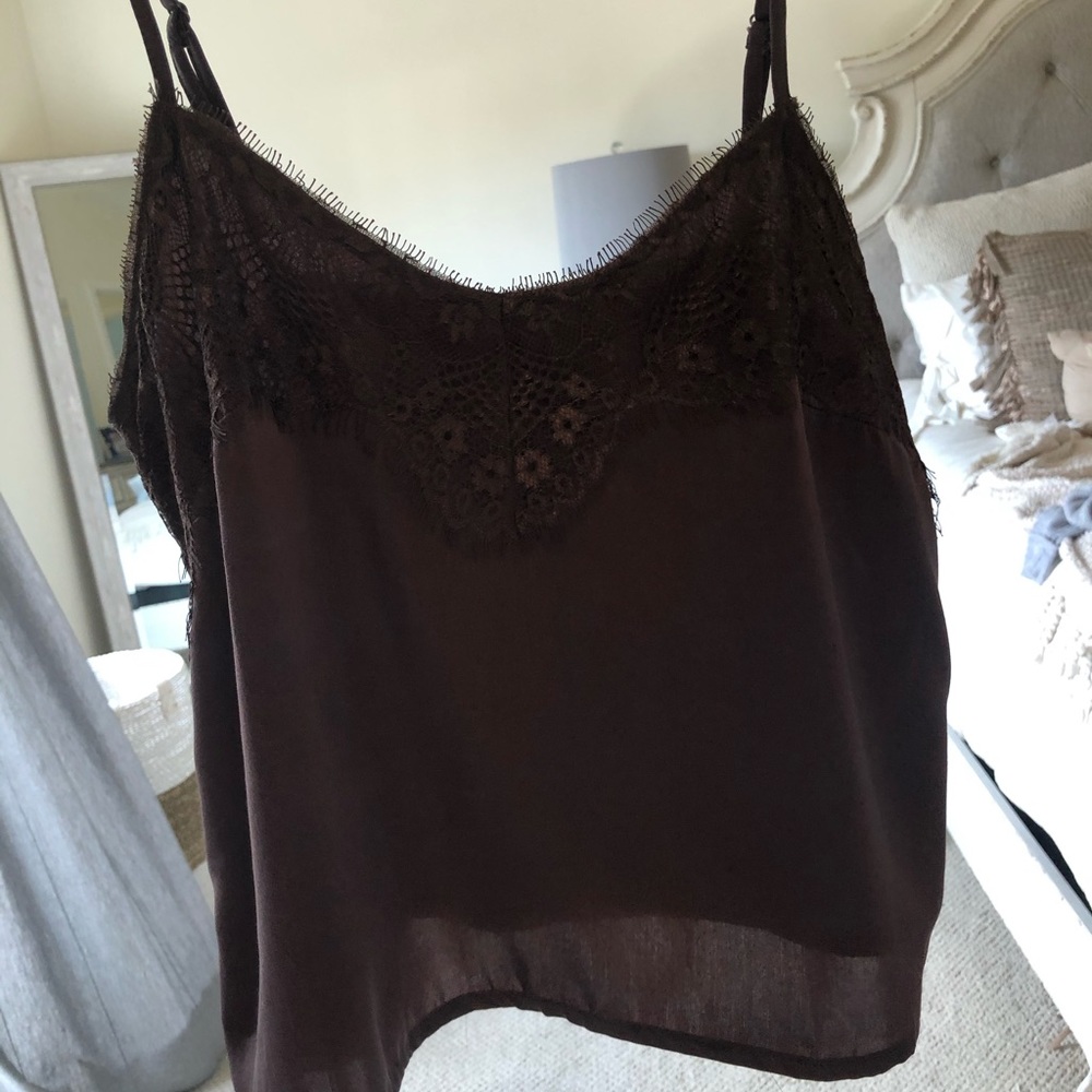 Brown lace top tank top